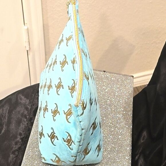 Juicy Couture JC Gold Foiled Logo Velour Cosmetic Pouch - Picture 4 of 6